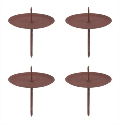 BigDean Kerzenständer 4x Kerzenhalter Adventskranz Rost Braun Ø 6cm Kerzenteller zum Stecken (Set, 4 St., Kerzenhalter), Adventskranz Kerzenhalter, Rostbraun, Stabile Dorne, 6cm Durchmesser