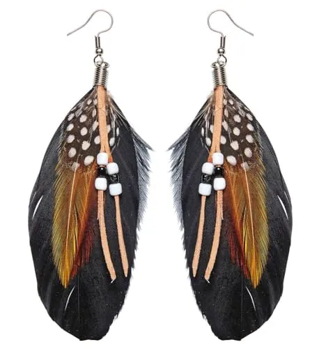 W WIDMANN MILANO Party Fashion 05933 - Federohrringe mit Perlen, Schmuck, Steampunk, Indianerin, Karneval, Mottoparty