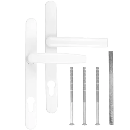 Türgriff/Türdrücker/Türklinke/Drückergarnitur DHS 92mm (Schildbreite 32mm) Oval - Weiß RAL 9016 - Flachgriff