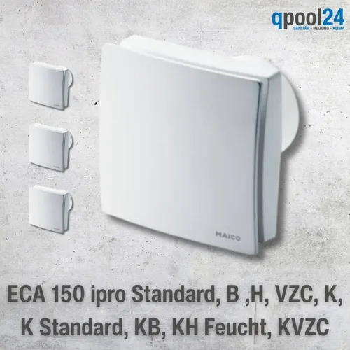 Maico ECA 150 IPRO K Lüfter Standard, Ø150mm - Lüftungstechnik mit einstellbarem Fördervolumen von 200 m3/h oder 250 m3/h, leise mit 33 dB(A) und ideal für Decken- oder Wandmontage.