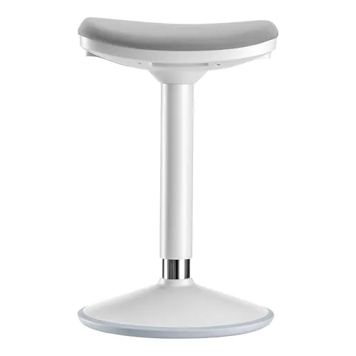 Wiltec Sitz- & Stehhocker grau, Drehhocker höhenverstellbar bis 82 cm, Polsterhocker bis 135 kg, moderner Hocker drehbar für Büro und Homeoffice