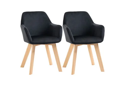 furnicato Esszimmerstuhl 2er-Set, Schwarz, modernes Design - Elegantes Esszimmerstuhl-Set in Schwarz, perfekt für jedes Ambiente. Mit weichem Stoffbezug und stabilen Holzbeinen bietet es hohen Sitzkomfort und ist vielseitig einsetzbar in Küche, Esszimmer oder Büro.
