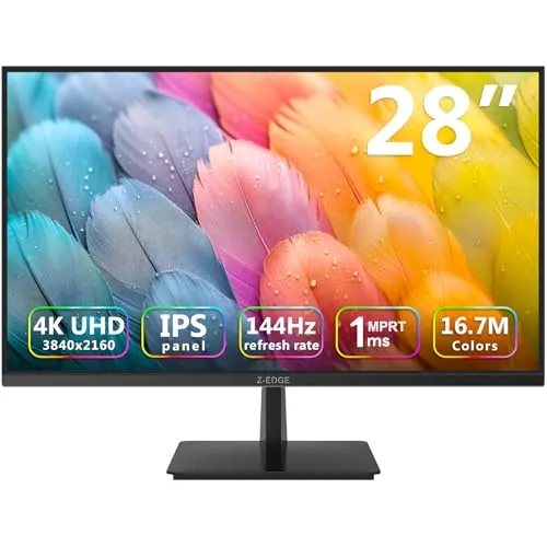 Z-Edge 28 Zoll 4K Gaming Monitor mit 144Hz - Erleben Sie beeindruckende 4K UHD-Bilder auf einem 28-Zoll-Monitor mit 144Hz und 1ms Reaktionszeit. Ideal für Gamer, bietet er herausragende Farbgenauigkeit und vielseitige Anschlussmöglichkeiten für ein flüssiges Spielerlebnis.