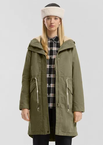 QS Gefütterter Parka mit Teddyplüsch in der Kapuze olivgrün XXL - Funktionsjacke mit weichem Teddyplüsch in der Kapuze, ideal für kalte Tage und bietet zusätzlichen Komfort durch die leichte Wattierung.