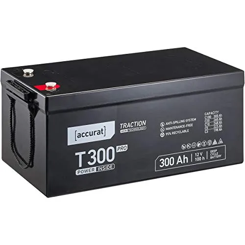 Accurat Traction T300 Pro AGM Bleiakku -12V, 300Ah, +30% Startleistung, wartungsfrei, zyklenfest -VRLA Batterie, Bootsbatterie,USV Batterie,Versorgungsbatterie, Solarbatterie,Blei Batterie für Camping