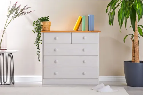 IDIMEX Kommode RONDO, 5-Schubladen Sideboard aus massivem Kiefernholz