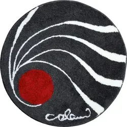 Badteppich Grund COLANI 18 - 80 x 80 cm in Grau-Rot - Hochwertiger Badvorleger aus Polyacryl, rutschfest und besonders saugfähig für ein angenehmes Gefühl nach dem Duschen.