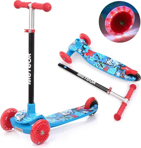 meteor 3‑Rad Kinderroller mit LED Leuchträdern in grün von Meteor