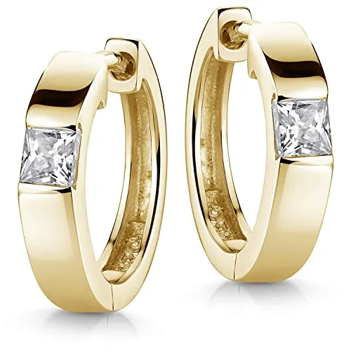 Materia Creolen Gold Silber 925 mit Zirkonia für Damen in gelb von Materia by Matthias Wagner