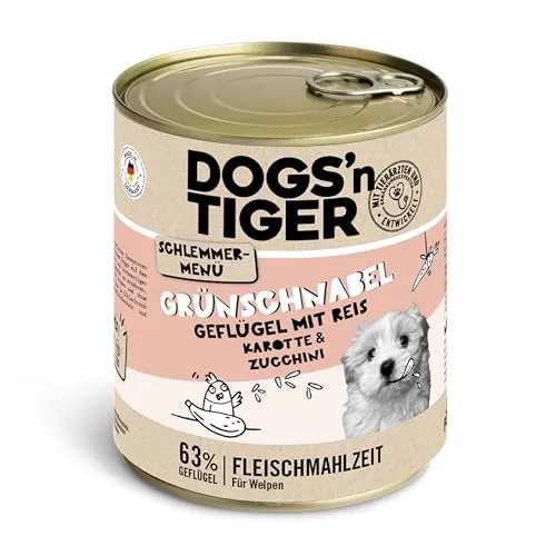 Dogs’n Tiger Junior Hundefutter für Welpen, 6x800g