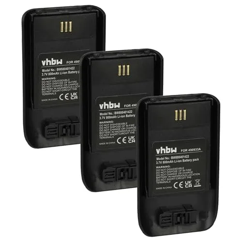 vhbw 3X Akku Ersatz für Ascom 490933A, 660497 für schnurlos Festnetz Telefon (800 mAh, 3,7 V, Li-Ion) Schwarz
