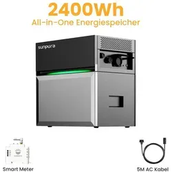 Balkonkraftwerk Speicher, Sunpura S2400 All-in-One Speichersystem Energiespeichersystem 2,4 kWh (bis 9,6 kWh erweiterbar) mit Smarter Zähler,(0% M...