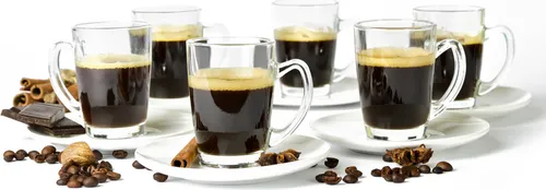 12tlg Espressotassen mit Porzellan Teller Kaffeegläser Mokkatassen