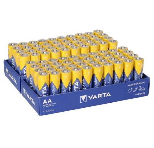Varta 4006 Industrial Mignon Batterie AA - 80 Stück - Batterien & Akkus, zuverlässige Leistung mit 1,5 Volt und 2960 mAh, ideal für verschiedene Geräte wie Fernbedienungen und Spielzeug.