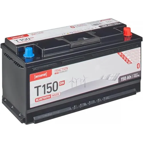Accurat Traction T150 LFP DIN BT 12V Lithium Batterie 150Ah LiFePO4 | langlebig, geringes Gewicht, integriertes BMS, Aufbaubatterie, Bordbatterie, für Wohnmobil und Boot, hohe Zyklenfestigkeit