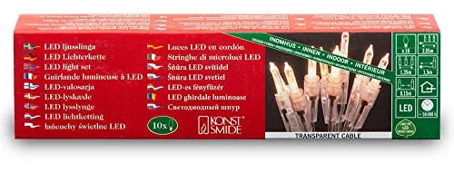 Konstsmide LED Minilichterkette, 10 warm weiße Dioden, 230V, Innen, transparentes Kabel - 6300-103