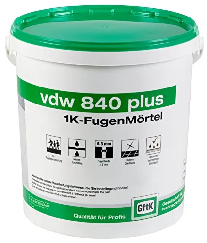 vdw 840 plus Fugenmörtel Pflasterfugenmörtel 1K Basalt 12,5 kg - Mörtel für Pflasterfugen, gebrauchsfertig und ideal für langlebige Fugen in Außenbereichen, Farbe: basalt, 12,5 kg Eimer.