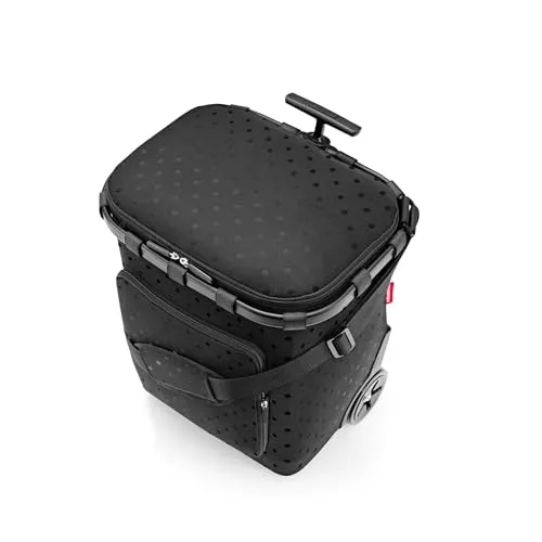 reisenthel carrycruiser Plus in Glossy dots Black – Tragbarer Einkaufstrolley mit Kühlfach - Einkaufstrolley mit 46 l Volumen, Kühlfach und umweltfreundlichem Obermaterial aus recycelten PET-Flaschen – ideal für Großeinkäufe und Tiefkühlprodukte.