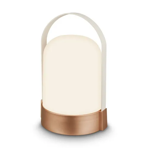 BRILONER - Kabellose LED Tischlampe IP44 mit Touch-Dimmer - Stylische Akku Tischleuchte in Bronze Metallic und Altweiß, perfekt für Innen- und Außenbereiche. Mit praktischem Henkel und 3-Stufen-Dimmer für individuelle Lichtstimmung.