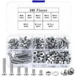 M5 Schraubenset 240 Teile mit Muttern und Unterlegscheiben - Praktisches 240-teiliges M5 Schraubenset mit Muttern und Unterlegscheiben. Ideal für zuverlässige Befestigungen in Maschinen, Möbeln und Heimwerkerprojekten. Hochwertige Materialien für maximale Haltekraft.