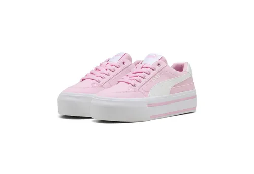 PUMA Damen Court Classic Vulc Platform Sneakers 42, Pink Shimmer White - Stylische Plateau-Sneakers für Damen mit regulärer Breite und abgerundetem Zehentyp. Ideal für Alltag und Freizeit, bieten diese Sneakers einen modischen Look und hohen Tragekomfort.