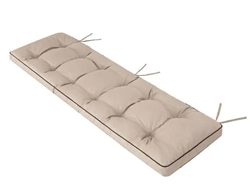 Bankauflage für Gartenbank, Polsterauflage, Sitzkissen, Bankkissen, Bankpolster mit 8 cm Dicke Polsterung, Auflage für Bänke, Made in EU - 150x50 cm - beige
