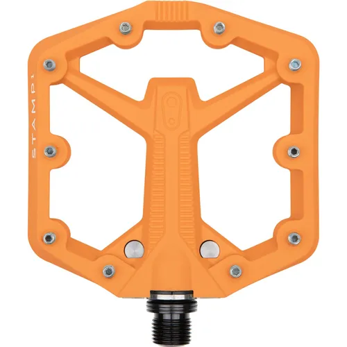 Crankbrothers Stamp 1 Gen 2 Plattform-Pedal - Griffiges Plattformpedal in Orange - Fahrradpedale mit langlebigem Design und optimaler Griffigkeit - ideal für Mountainbiker; Farbe: Orange, Größe: Small.