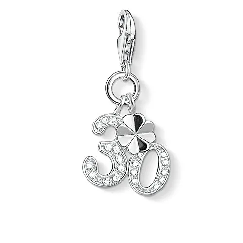 Thomas Sabo Damen Charm-Anhänger 30 Kleeblatt 925 Sterling Silber 1237-051-14