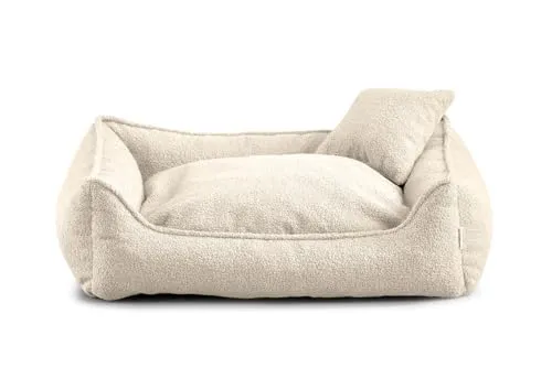 Gutekissen® Bear Hundebett Mittelgroße Hunde - Hundekissen Waschbar - Inklusive kleines Kissen - Farb- und Größenwahl (M - 80x70, Creme)
