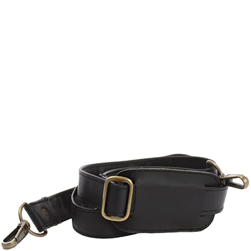 LECONI breiter Trageriemen Echt Leder Schulterriemen breiter Schultergurt für Taschen Umhängegurt längenverstellbar 3,5x150cm schwarz LEC-R3