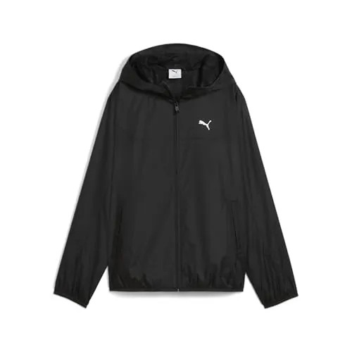Puma Essentials Regular Windbreaker - puma black (01) L - Funktionsjacke aus 100% recyceltem Material, ideal für wechselhaftes Wetter. Mit praktischem Reißverschluss und Kapuze für zusätzlichen Schutz.