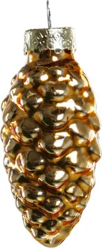 TrendLine Glas-Tannenzapfen hellgold 12 Stück 6 cm Weihnachtsdekoration Zapfen