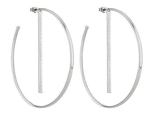 LIEBESKIND BERLIN Damen-Creole Edelstahl LJ-0259-E-73 - Ohrringe für Damen, leichte Edelstahl-Creolen mit abnehmbarem Anhänger und grafischem Logo, ideal für den Alltag oder besondere Anlässe.