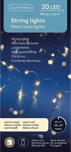 LED Strangbeleuchtung - silber/warmes Weiss, 95cm, 20L - Nussknacker - Hochwertige LED Strangbeleuchtung (95cm) für festliche Stimmung. Ideal für Adventsdeko, flexibel einsetzbar und in elegantem silbernen Design.