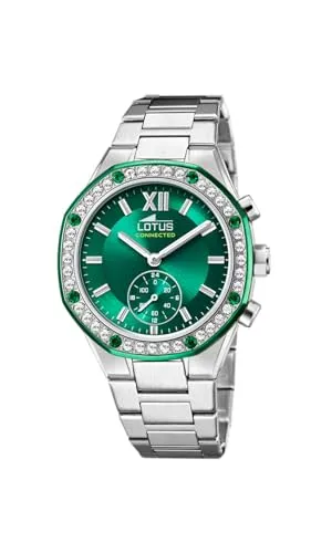 Lotus Damen Uhr Classic Sport Elegant Edelstahl - Armbanduhren für Damen, elegante und sportliche Hybrid-Chronograph mit grünem Zifferblatt und robustem Edelstahlarmband, wasserdicht bis 5 bar für den aktiven Lebensstil.