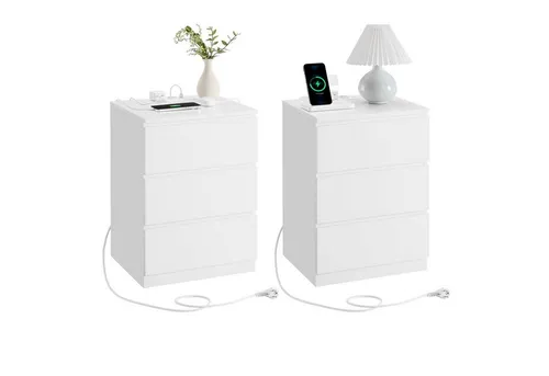VASAGLE Nachttisch mit Steckdosen & USB-Anschlüssen von VASAGLE
