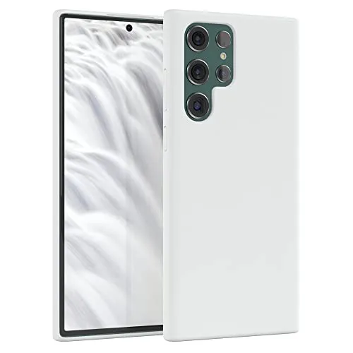 EAZY CASE Premium Silikon Handyhülle kompatibel mit Galaxy S22 Ultra 5G Slimcover mit Kameraschutz und Innenfutter, Silikonhülle, Schutzhülle, Bumper, Handy Case, Hülle, Softcase, Weiß