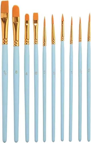Stück Pinselset,hochwertige Künstler PinselSets mit Holzgriffen,Premium Nylon Acrylfarben Pinsel,Malerei Ölfarben Brush Set,für Künstler, Erwachsene und Kinder 10