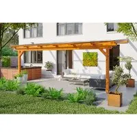 Skan Holz Terrassenüberdachung Ancona 648 x 300 cm - Hochwertige Terrassenüberdachung aus Leimholz mit stabiler Konstruktion und 16 mm Polycarbonat-Dachplatten, ideal für wettergeschützte Entspannung im Freien.