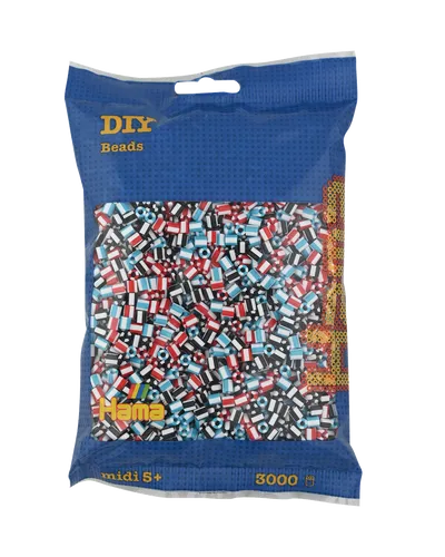 Hama Perlen 201-91 - Beutel mit ca. 3.000 bunten Midi Bügelperlen, kreativer Bastelspaß für Kinder ab 5 Jahren und Förderung der Feinmotorik
