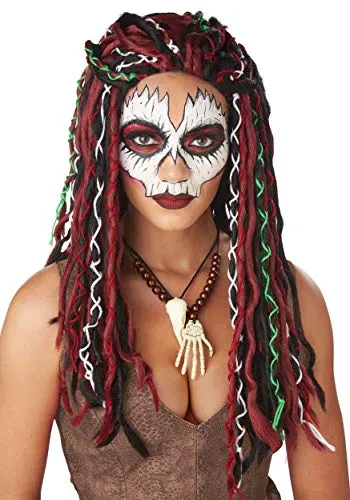 California Costumes Voodoo-Priesterin-Perücke für Damen - Bunte Halloween-Perücke für eindrucksvolle Kostüme, ideal für Partys und Events. Verleihen Sie Ihrem Look mit dieser auffälligen Perücke das gewisse Etwas.