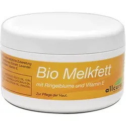 Allcura Melkfett Bio mit Ringelblume und Vitamin E 150 ML - Ganzkörperpflege für trockene, rauhe Haut. Mit natürlichen Ölen und Ringelblumen-Extrakt sorgt es für geschmeidige Haut und ist ideal für Lippen, Hände und Füße.