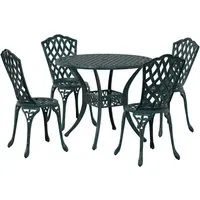 vidaXL Garten Essgruppe 5-teilig in Grün aus Aluminium - Elegantes 5-teiliges Garten-Ess-Set aus robustem Aluminium, ideal für gesellige Runden im Freien. Langlebig, pflegeleicht und perfekt für jeden Außenbereich.