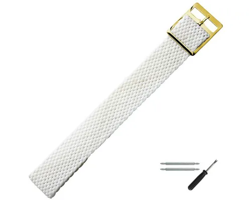 MARBURGER Uhrenarmband 18mm Textil Stoff Perlongeflecht Weiss