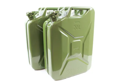 TRUTZHOLM Benzinkanister Set 2x 20 Liter Metall in Olivgrün - Praktisches Set bestehend aus 2 robusten 20L Metallkanistern, ideal für Benzin und Diesel. Leichte Bauweise und UN-Zulassung für sicheres Transportieren von Kraftstoffen.