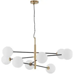 Nova Luce 9143308 Vitra G9 Pendelleuchte in Gold, Weiß & Schwarz - Moderne Pendelleuchte mit 8 dimmbaren Brennstellen, ideal für ein warmes Ambiente in Ess- und Wohnzimmer. Hochwertige Materialien sorgen für Langlebigkeit und Energieeffizienz.