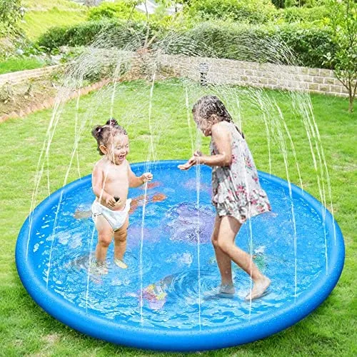 KAHEIGN Splash Pad 170cm Sprinkler Wasser Spielmatte, Wasserspielzeug Kinder Spielzeug für Draußen Outdoor Garten, Sprinklerauflage Sommer Spielzeug für Kinder ab 2 3 Jahren und Haustiere