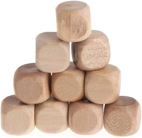 Stück Holzwürfel, 6-seitig, blanko, runde Eckwürfel, DIY, Graffiti-Bastelbrett, Partyzubehör, Spielwürfel, Standard-Spielwürfel, Dekorationen (1,8 cm) 10