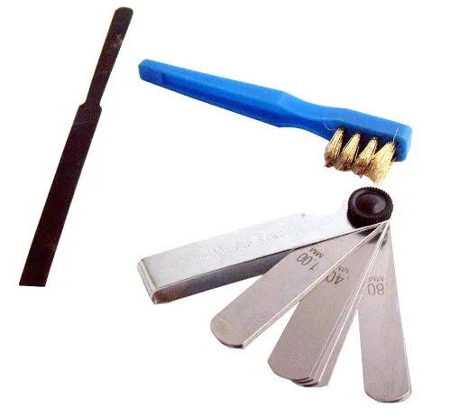 XLTECH 300204 Reinigungsset für Zündkerzen und Ventile: Bürste/Feile/10 Stärken von 0,1 bis 0,9 mm