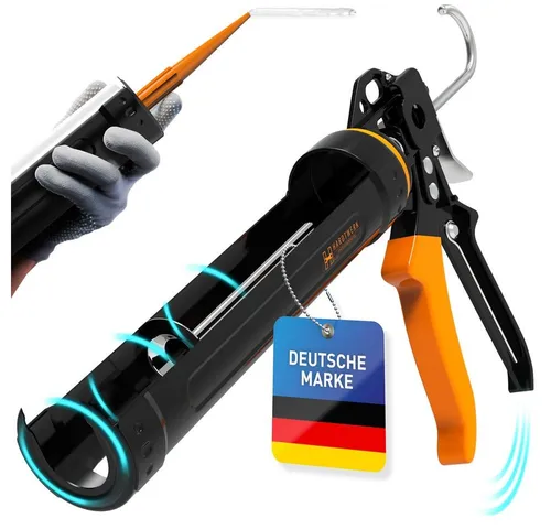 Hardtwerk® Kartuschenpistole 360° drehbar - Klebepistolen für präzises Dosieren von Silikon und Acryl, ausgestattet mit einem praktischen Cutter für einfache Anwendung bei Verfugungen und Reparaturen.